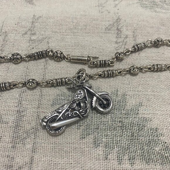 Chrome Hearts Cross Flower Chain Motorcycle Pendant Necklace - Picture 3 of 10